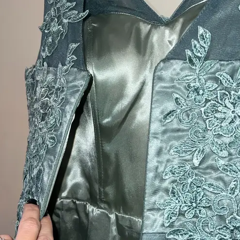 JAEDEN formal green a line v neck floral tulle dress prom wedding bridesmaid NWT Size undefined