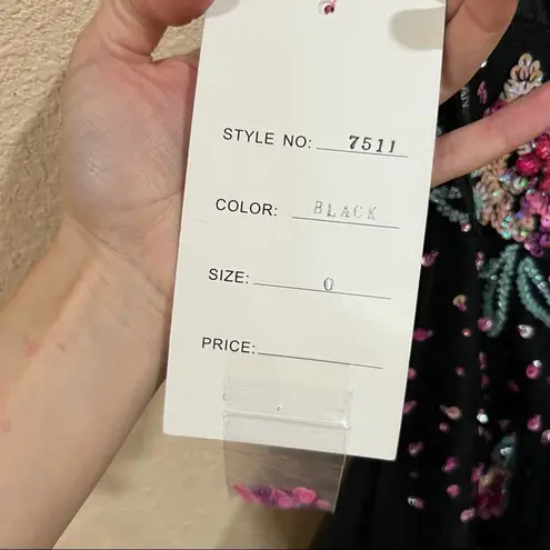 Rachel Allan 7511 floral black tulle high neckline two piece prom dress NEW 0