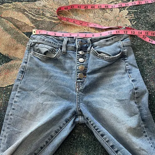 Vervet Flying Monkey High Rise Skinny Jeans Button Fly Distressed Women’s 26 Y2K Blue