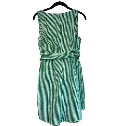 BB Dakota Sleeveless Green and White Striped Button-Down Summer Dress‎ with Tie Belt B43