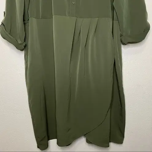 Love Squared Plus Faux Wrap Pleated Shirtdress in Olive Size 3X NWT