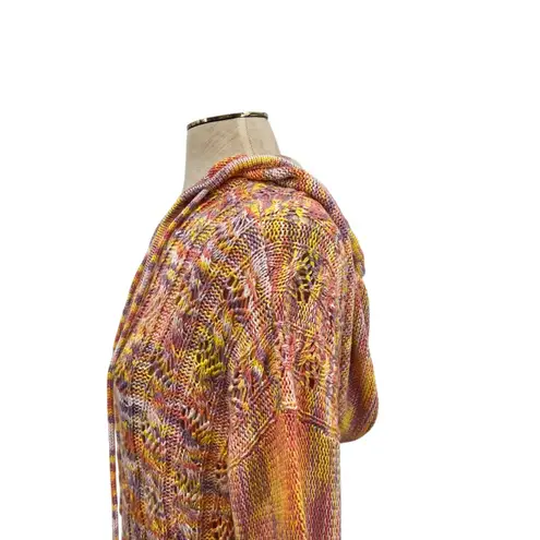 Ramy Brook Abby Marled Knit Hoodie Sweater Orange Pink Yellow Size Medium