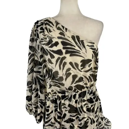 Alexis Botanical Printed One Shoulder Ruffle Tiered Asymmetric Dress Plus SZ XL