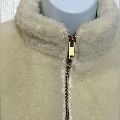 J.Crew  Womens Plush Vest Faux Fur Warm Sherpa Full Zip White Cream size XS