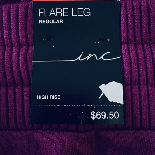 INC X-Small Flare Knit Sweater Pants Pockets Stretch Autumn Berry Magenta New