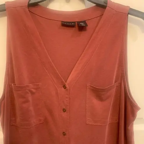 Tahari Women’s Sleeveless Front Up Button Up XL Burnt Orange Dress. 1854