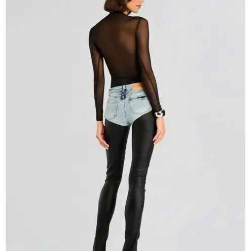 SER.O.YA Brandi Bodysuit in Black Large New Womens Long Sleeve Mesh Top