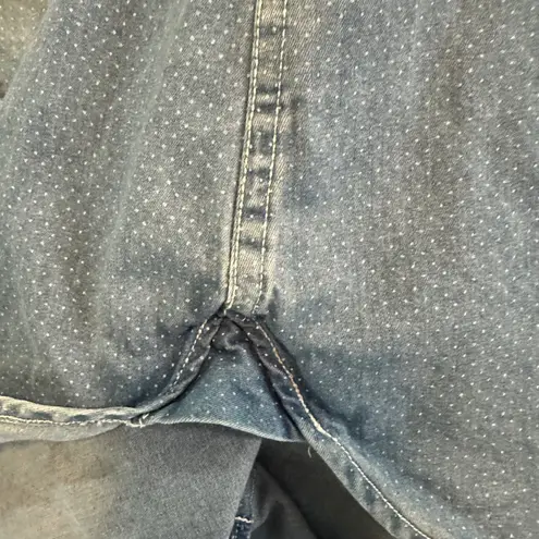LRL Lauren Jeans Co Ralph Lauren Women's Chambray Polka Dot Button Down Size S Blue