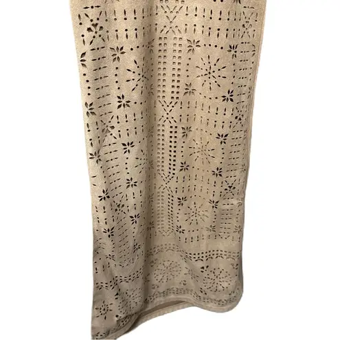 Nurture Boho Midi Suede Geometric Modern Pattern Size Medium Dress Tan