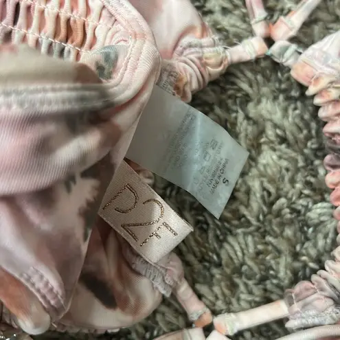 Power 2 The Flower Tie Dye Halter Bikini Top Woodstock Sz S Pink