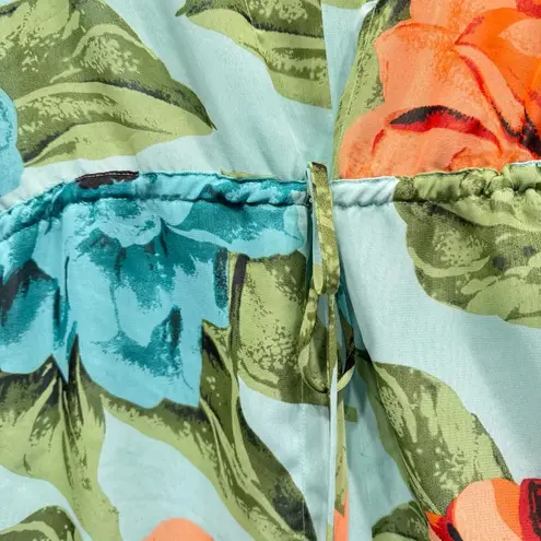 Sunny Leigh Tropical Floral Sheer Tulip Sleeve V Neck Kimono Tunic Blouse by