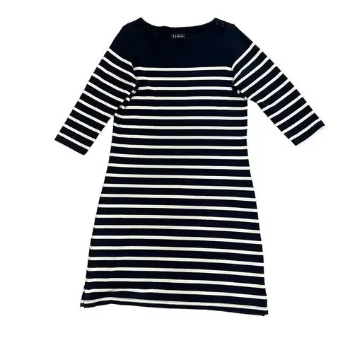 L.L.Bean  Women's Medium Navy/White Mariner‎ Knit Stripe Boat Neck Dress