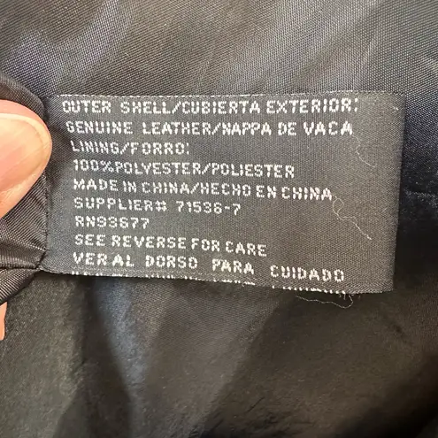 Jacqueline Ferrar WOMAN'S BLACK LEATHER JACKET BUTTON UP BELTED BLAZER