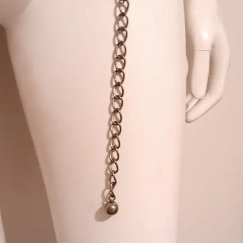 Women Gold Toned Medallion Chain Belt-White Opalescent Stones-Adjustable-Boho