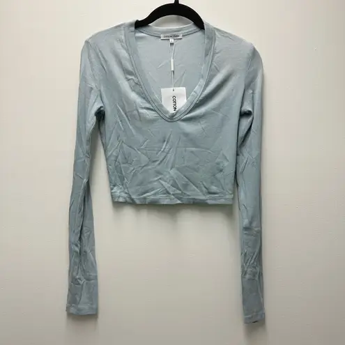 Cotton Citizen The Verona Crop U-neck Shirt, Crystalline Cast Blue | Size Small