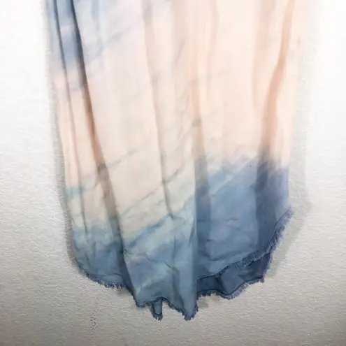 Bella Dahl Poppy Fray Cami Slip Midi Dress Small Tie Dye Pink Blue Lightweight