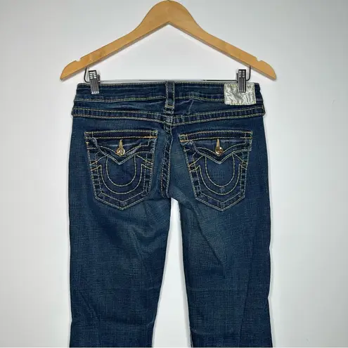 True Religion  Joey Big T Gold Disco Flap Pocket Low Rise Flare Jeans Size 27