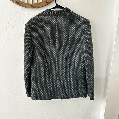 Vintage Chester Weinberg Green Multicolor Woven Stitch Double Breasted Blazer Size 12