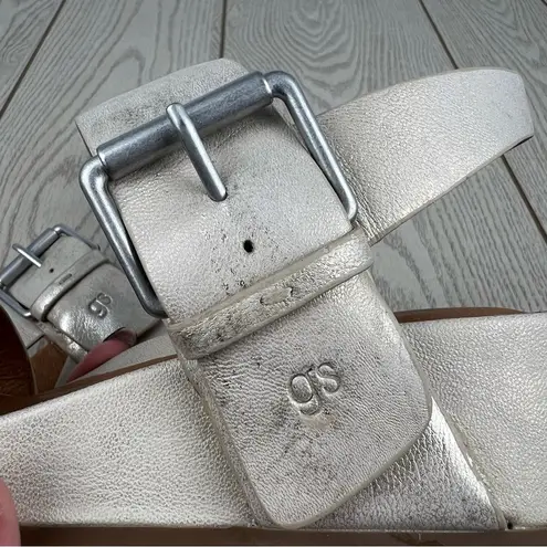 Gentle Souls Women's Giulia Two Band Wedge Buckle Sandals 8 Ice $159