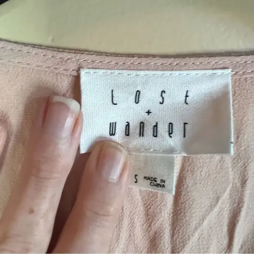 Lost + Wander Womens Eyelet Crocheted Lace Romper Dusty Pink Size Small Dressy