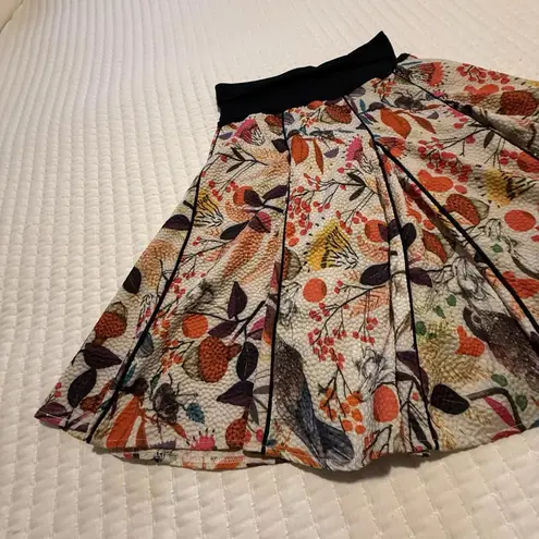 Women’s Eva Franco Bird Flower Print A Line Swing Skirt Multi Color Size 6