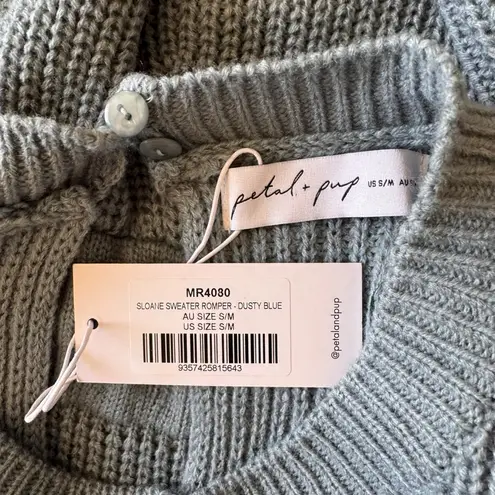 Petal and Pup - NWT Sloane Boho Casual Sweater Romper Dusty Blue Sz M