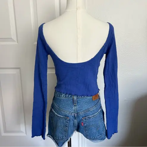 Free People  scoop back long sleeve electric blue shirt