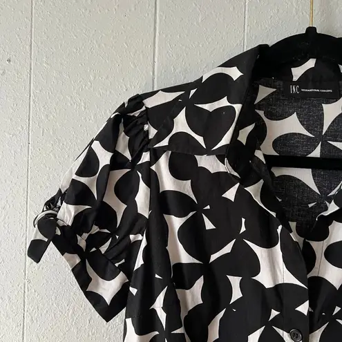 INC Y2K Floral Fit & Flare Dress Womens 6 Party Cocktail Wedding Guest Spring Black