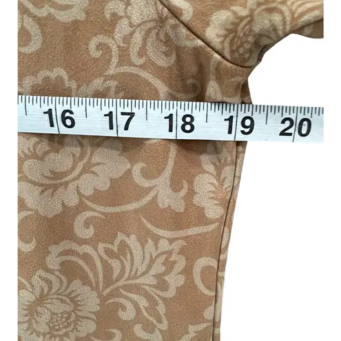 Soft Surroundings Tunic Top Womens S Tan Faux Suede Floral Roll Tab Boho Chic