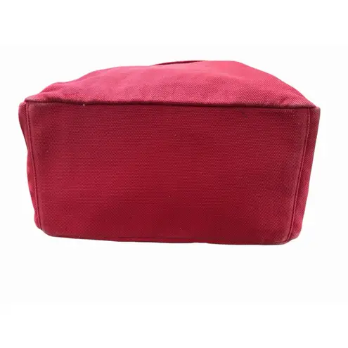 Jack Spade Red Canvas Tote Bag Leather Handles Zip Top Shoulder Bag