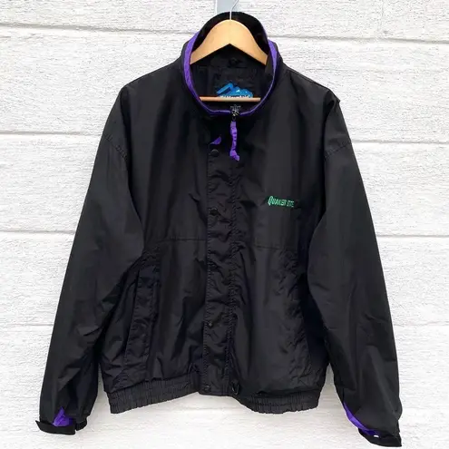 Vintage Quaker State Racing Embroidered Windbreaker Jacket Moto Retro Sport Black Size XL