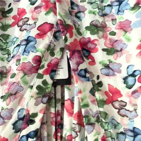 NYDJ NEW Womens Shirt Blouse White Multicolor Floral 3/4 Sleeve Size Small