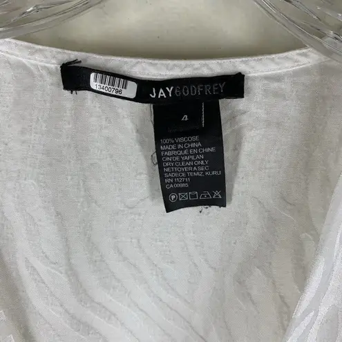 Jay Godfrey White Zebra Print Jacquard Draped Wrap Top Size 4