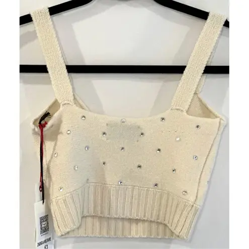 Zadig & Voltaire Bettina Crystal Cashmere Top in Ecru XS