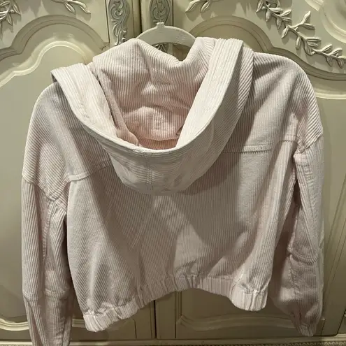 Forever 21  Cropped Cream/Pink Corduroy Hooded Jacket