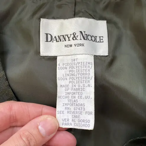 Danny & Nicole Vintage NY olive green houndstooth dress vest, size 10 tall
