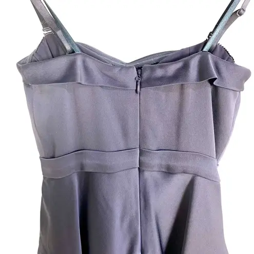 BCBGMAXAZRIA  Aurelia Tiered Satin Cocktail Dress Peplum 0 Gray HOCO Black Tie