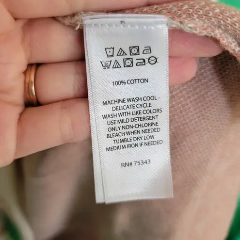 Yet Again Tan Rust Brown Boho Aztec Knit Open Front Women's Cardigan Size Large