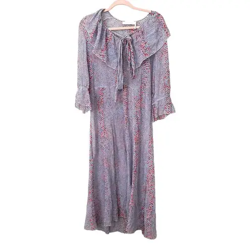 See By Chloe Ruffled Printed Silk Georgette Midi Dress Sz Medium