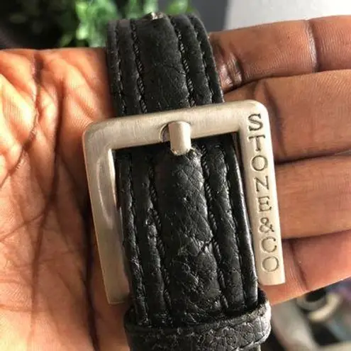 Vintage Stone & Co. Black leather hemispherical half circle bag purse