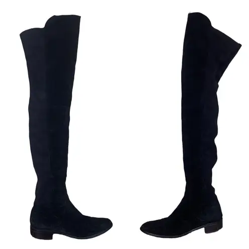 ALCHIMIA DI BALLIN BLACK SUEDE OVER THE KNEE LOW HEEL BOOTS (37.5) Size 6.5