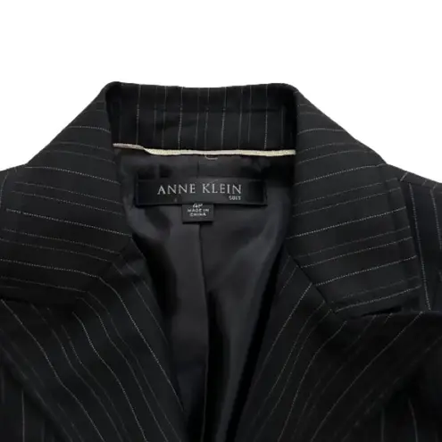 Anne Klein  Suit Black Pinstripe 2 Button Closure Career Blazer Jacket Size 4P