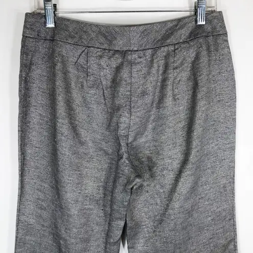 Talbots  Size 8 Pants Linen Silver Sparkly Metallic Cropped Capri Trousers 270