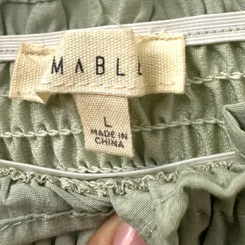 Mable L Pastel Green Mini Dress Badale Smocked Ruffles Satin Coquette Feminine Size L