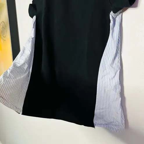 Red Valentino Black Short Sleeve Pinstripe Accent Side Crewneck Shirt Size Large