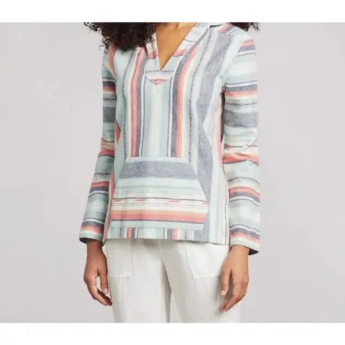 Faherty Sierra Paradise Baja Blue Striped Poncho - Size - Small