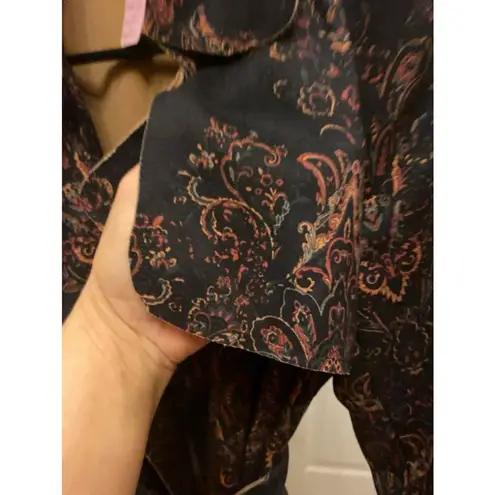 Solitaire Women's Paisley Trench Coat Size M Black Brown