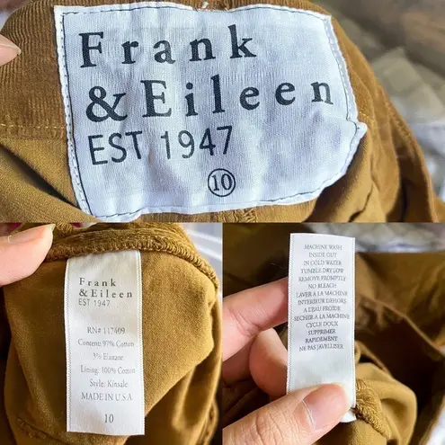 Frank & Eileen Pant Kinsale Italian Corduroy High-Rise Crop Chestnut 10 GUC