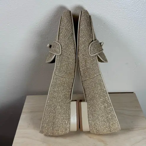 Talbots  JANE BOW LOAFERS RIBBON TWEED Cream Preppy Academia Leather 8.5 Leather