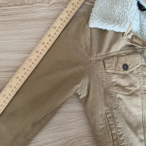 90s Y2K XS Camel Corduroy Crop Jacket Sherpa Lining Rory Gilmore Fall Granola Brown - Image 8